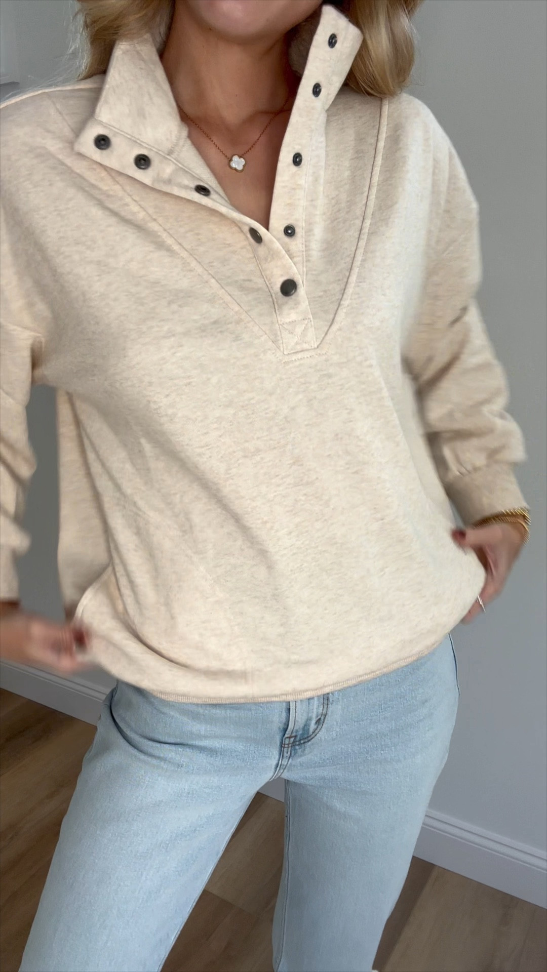 Viral Walmart fashion pullover. Wearing med in cream and xl in green. Walmart fashion. Fall outfit. Sweater. Sneakers. Jeans  

#LTKFindsUnder50 #LTKFindsUnder100 #LTKStyleTip