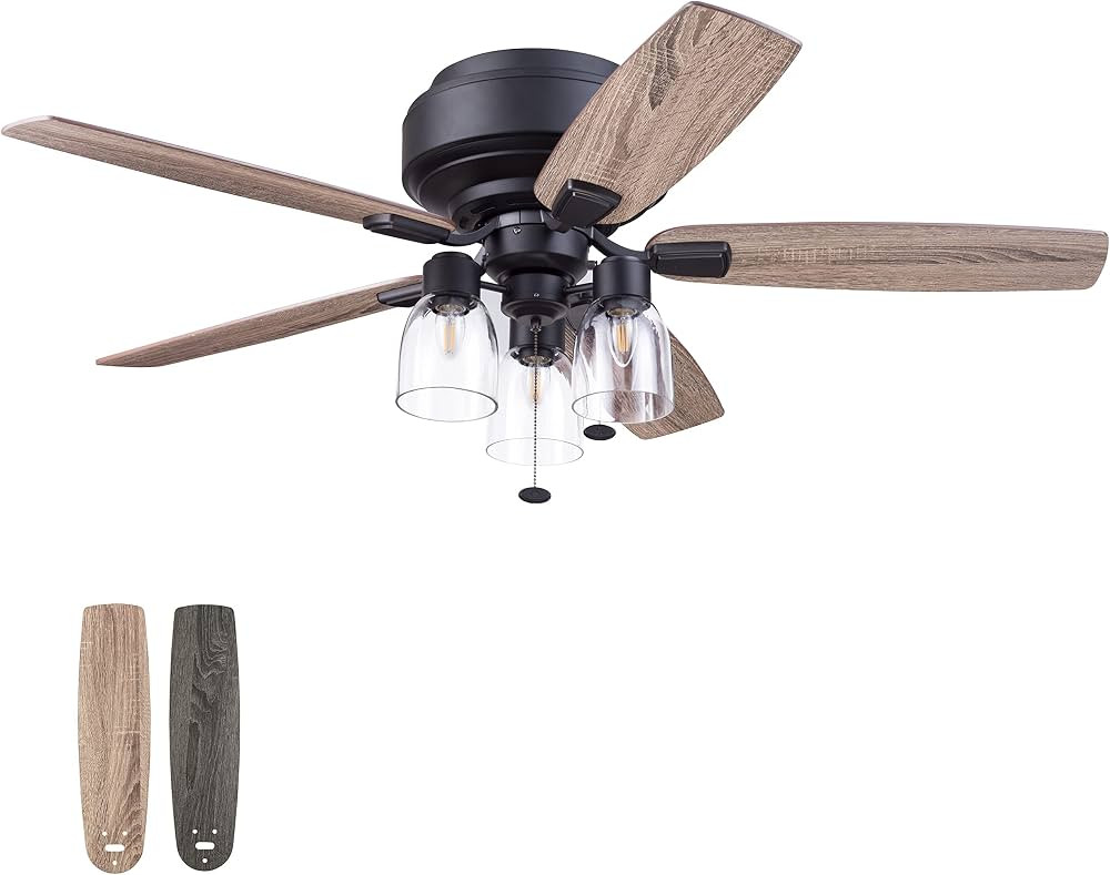 Prominence Home Magonia, 52 inch Farmhouse Style, Flush Mount LED Ceiling Fan with Light, Dimmabl... | Amazon (US)