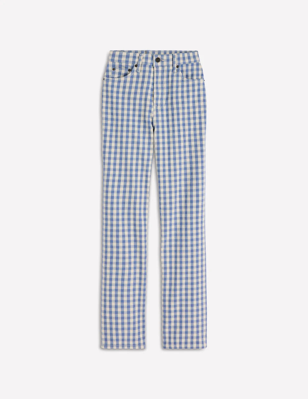 High Rise Straight Jeans-Blue Gingham | Boden (US)