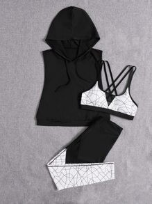 Geo Print Mesh Insert Contrast Binding Sports Set SKU: st2212022333483235(21 Reviews)$21.99$20.89... | SHEIN