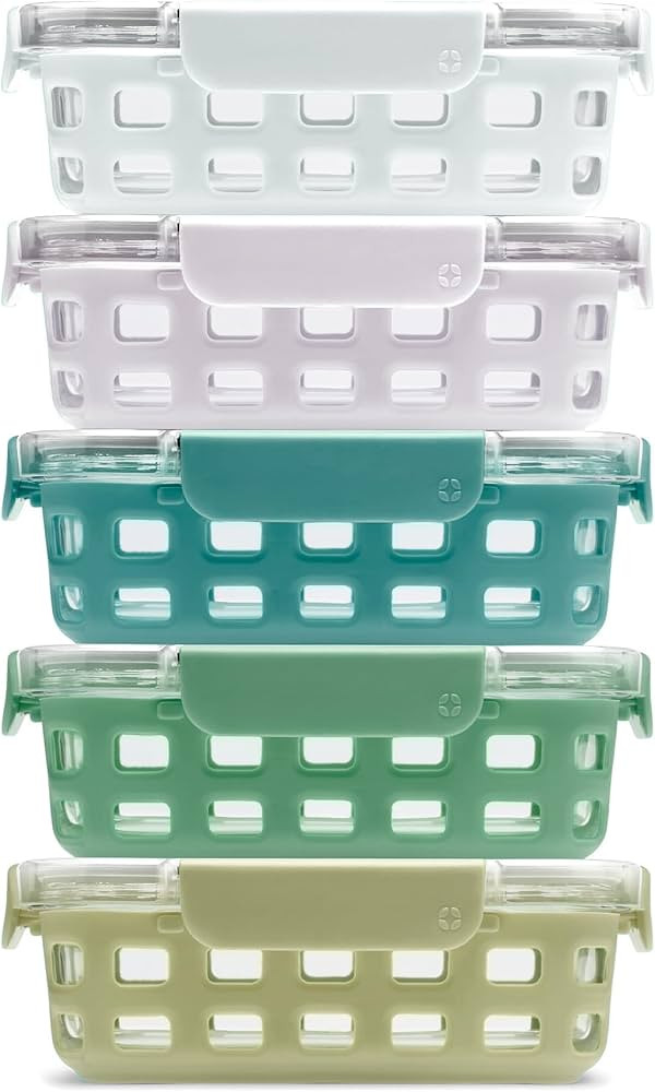 Ello Duraglass 3.4 Cup Meal Prep Sets 10Pc, 5 Pack Set- Glass Food Storage Container with Silicon... | Amazon (US)