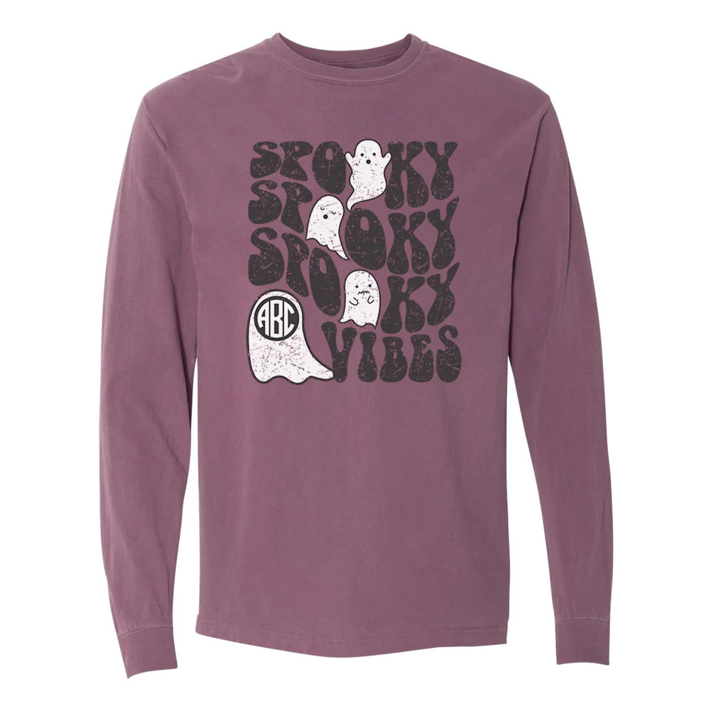 Monogrammed 'Spooky Vibes' Long Sleeve T-Shirt | United Monograms