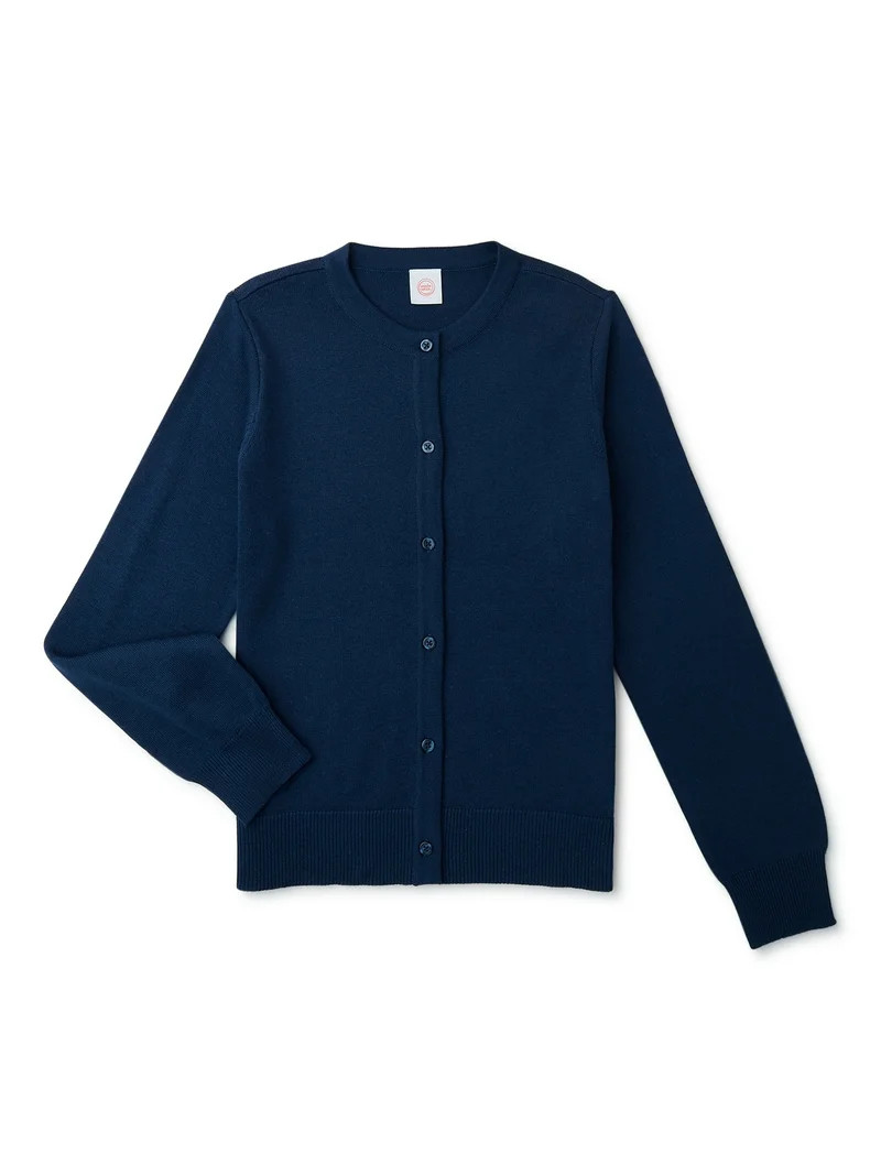 Wonder Nation Girls School Uniform Knit Cardigan Sweater, Sizes 4-18 | Walmart (US)