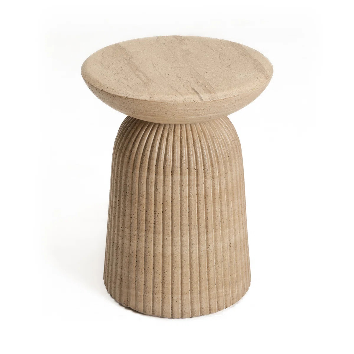 Tithi Stylish Decorative End Table with Faux Travertine Marble Effect Stone Elegant Interiors for... | Wayfair North America