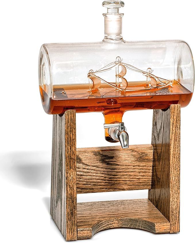 Bourbon Whiskey Decanter - 1150ml Liquor Dispenser for Rum, Vodka, Wine, Whiskey, Etc- Sailing/Bo... | Amazon (US)