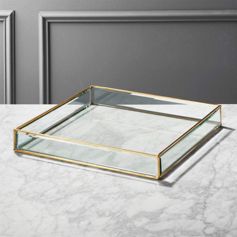 Large Brass and Glass Tray + Reviews | CB2 | CB2
