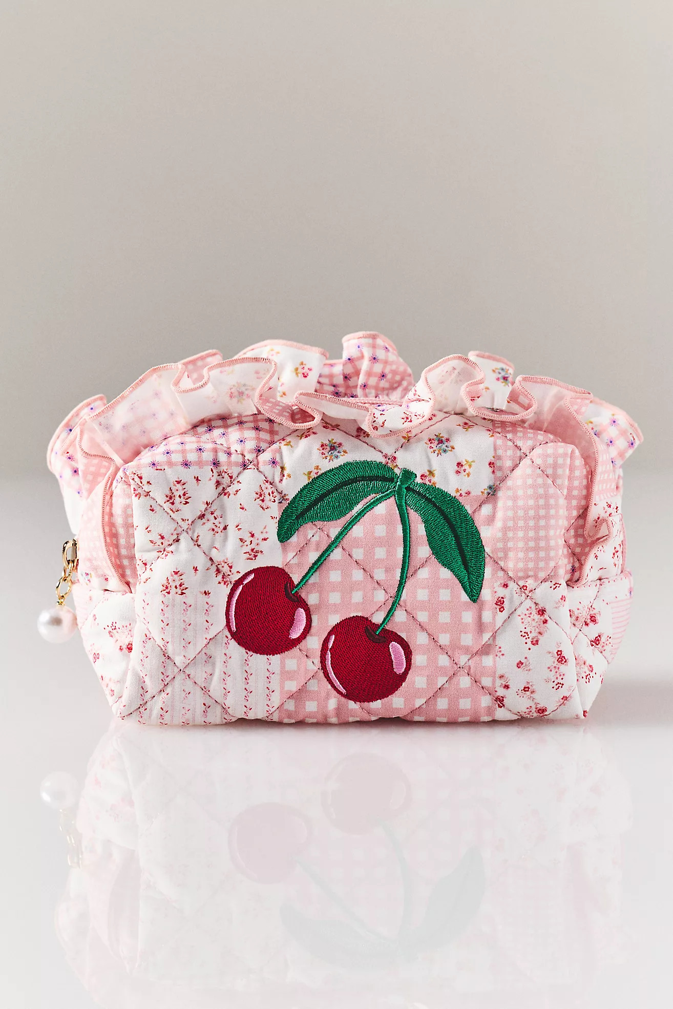 Shiraleah Quilted Cherry Valentine Cosmetic Bag | Anthropologie (US)