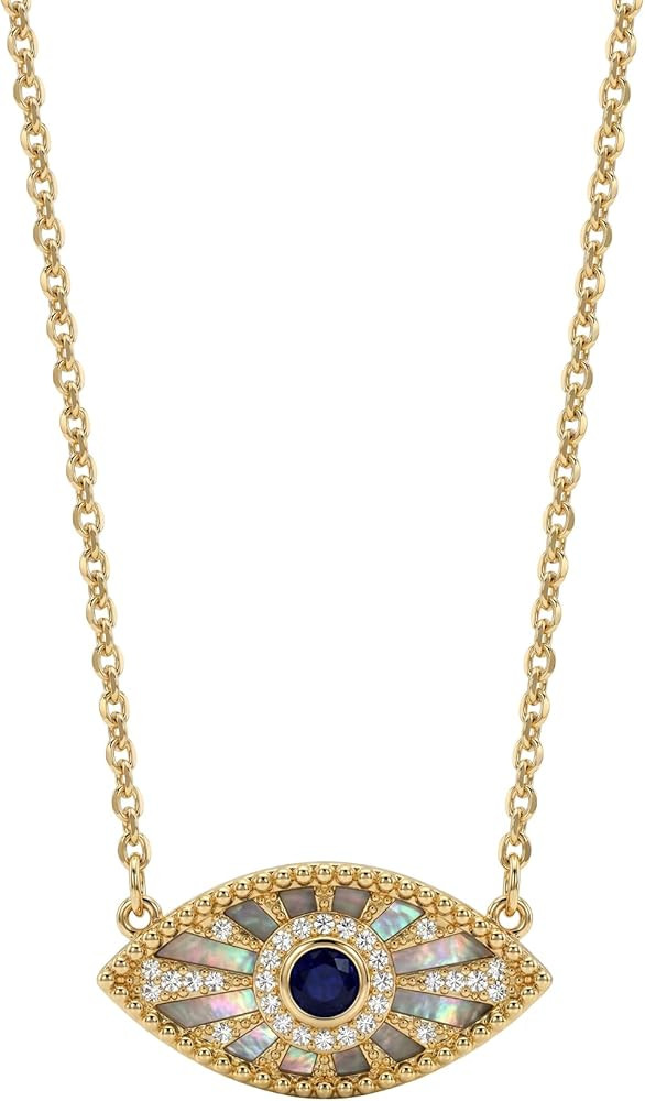 MEVECCO Gold Evil Eye Necklace for Women 18k Gold Plated Turquoise Red Ruby Zircons Evil Eye Prot... | Amazon (US)