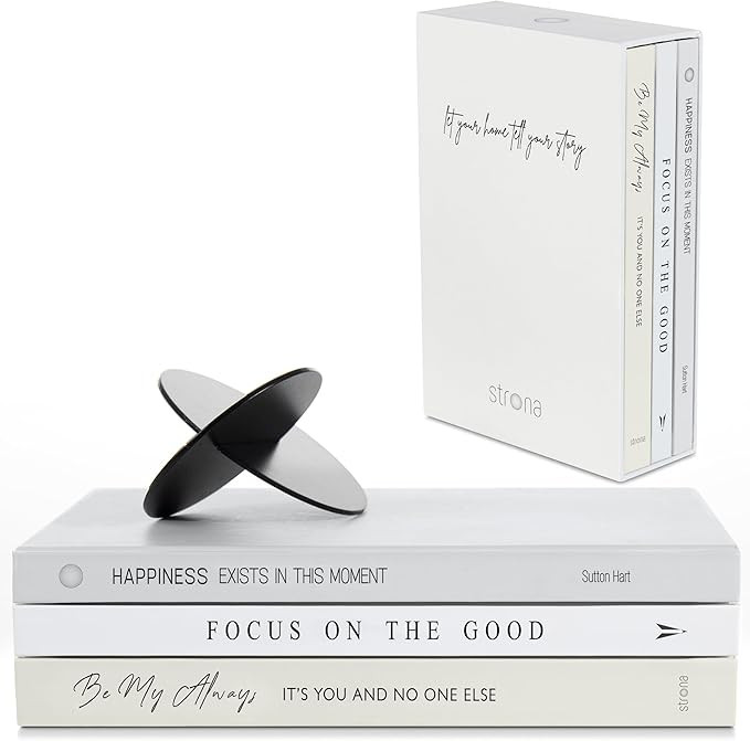 Book Decor Set - 3 Decorative Books for Home Decor with Black Metal Sculpture - Decorative Books ... | Amazon (US)