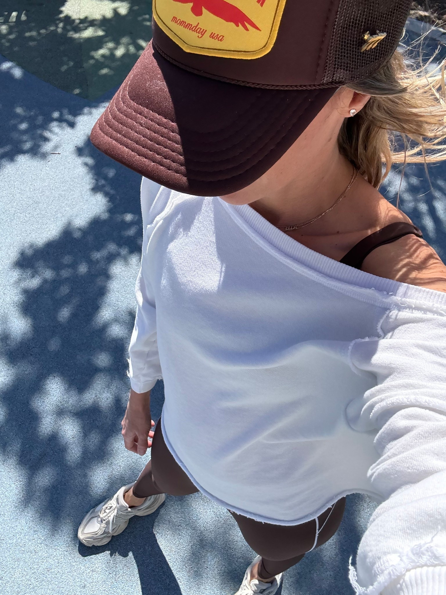OOTD for a day of Baseball, Basketball & playground time ⚾️🏀🛝 This active set from Abercrombie is so good 👌🏻 I love the white stitching detail. It fits true to size, I’m in a small in the top and bottom. My hat is from Mommday 

Abercrombie & Fitch, Free People, New Balance, mom outfit, mom style, sports mom outfit, baseball mom, basketball mom, comfy everyday outfit, brown leggings outfit 

#LTKootd #LTKActive #LTKmomlife