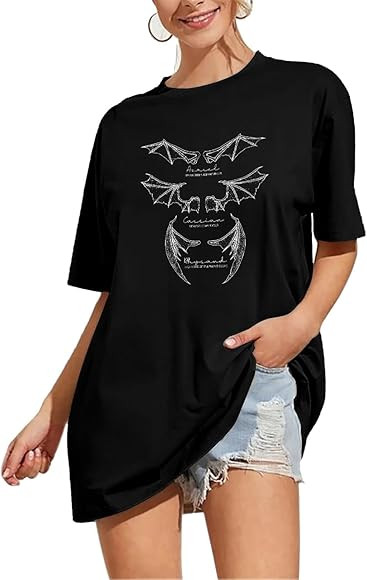 Acotar Velaris Shirt Women Oversized Bat Boys T-Shirt City of Starlight Graphic Tee Bat Bookish B... | Amazon (US)