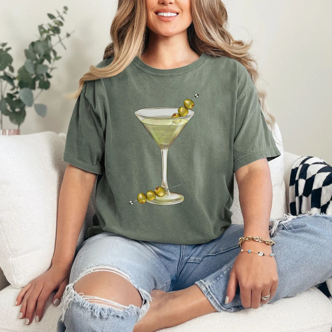 Comfort Colors Dirty Martini Graphic Tee, Oversized T-shirt, Extra Dirty, Martini Olives, Unisex ... | Etsy (US)