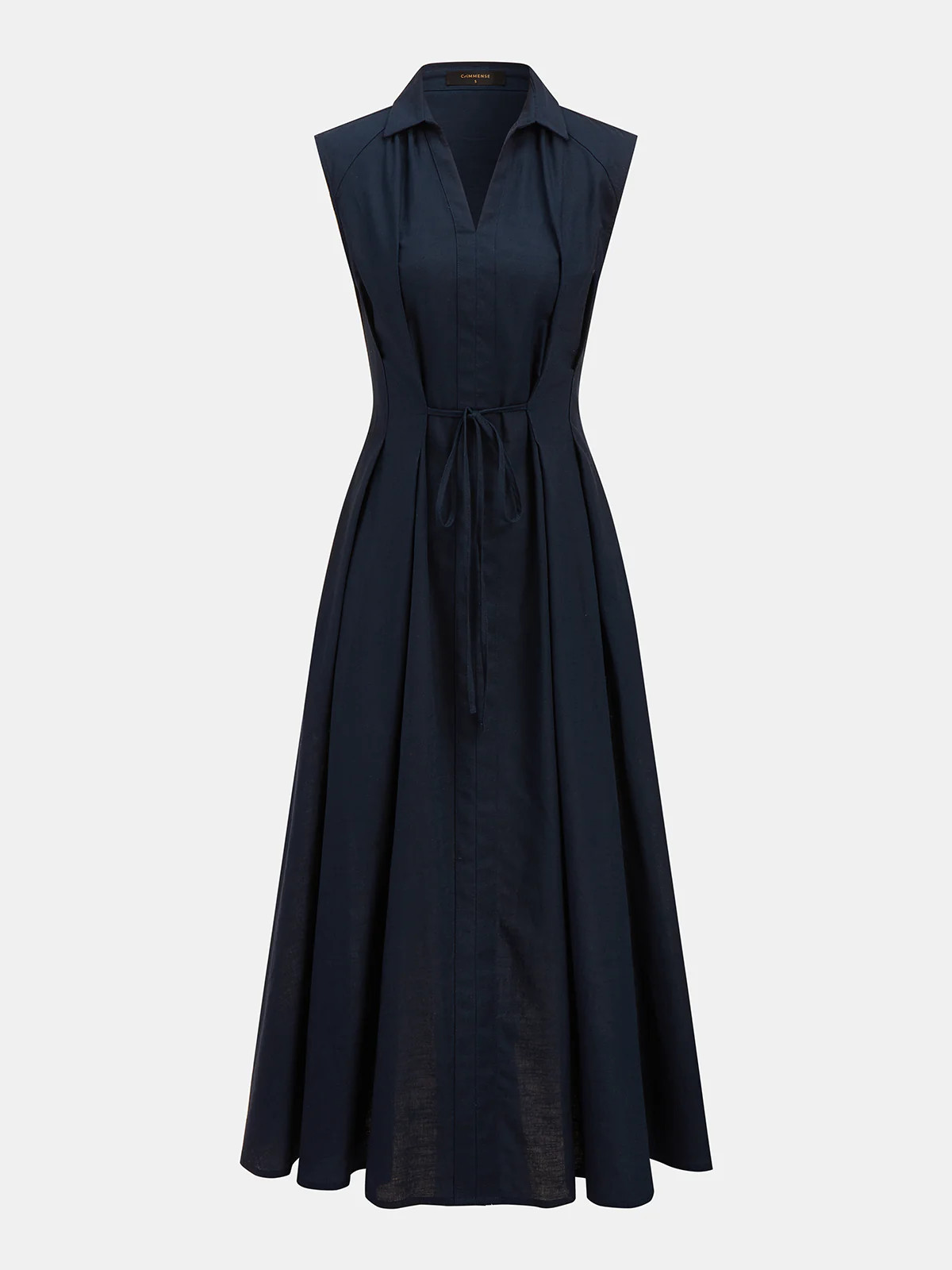 Cotton Linen Sleeveless Shirt Dress | Commense