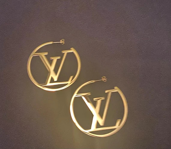 Luxury LV Hoop Earrings Gold | Etsy (US)