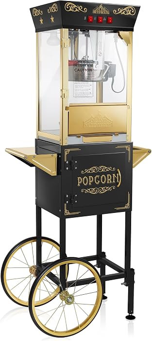 Olde Midway Movie Theater-Style Popcorn Machine Maker with Cart and 8-Ounce Kettle - Black, Vinta... | Amazon (US)