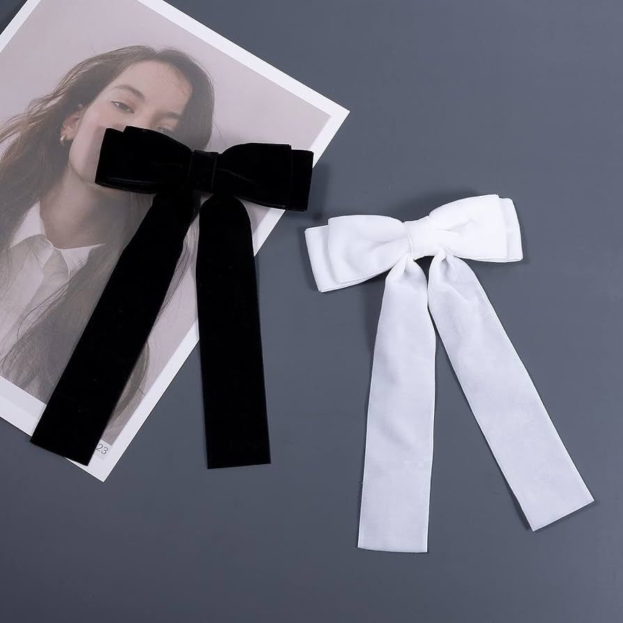 2PCS Handmade Velvet Bow Hair Clips, Headbands for Women Girls, Elegant Hair Ties Hair Styling Ac... | Amazon (US)