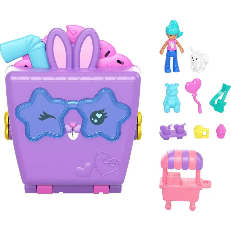 Polly Pocket Bunny Carnival Compact, Mini Playset & Travel Toy with Food Theme | Walmart (US)