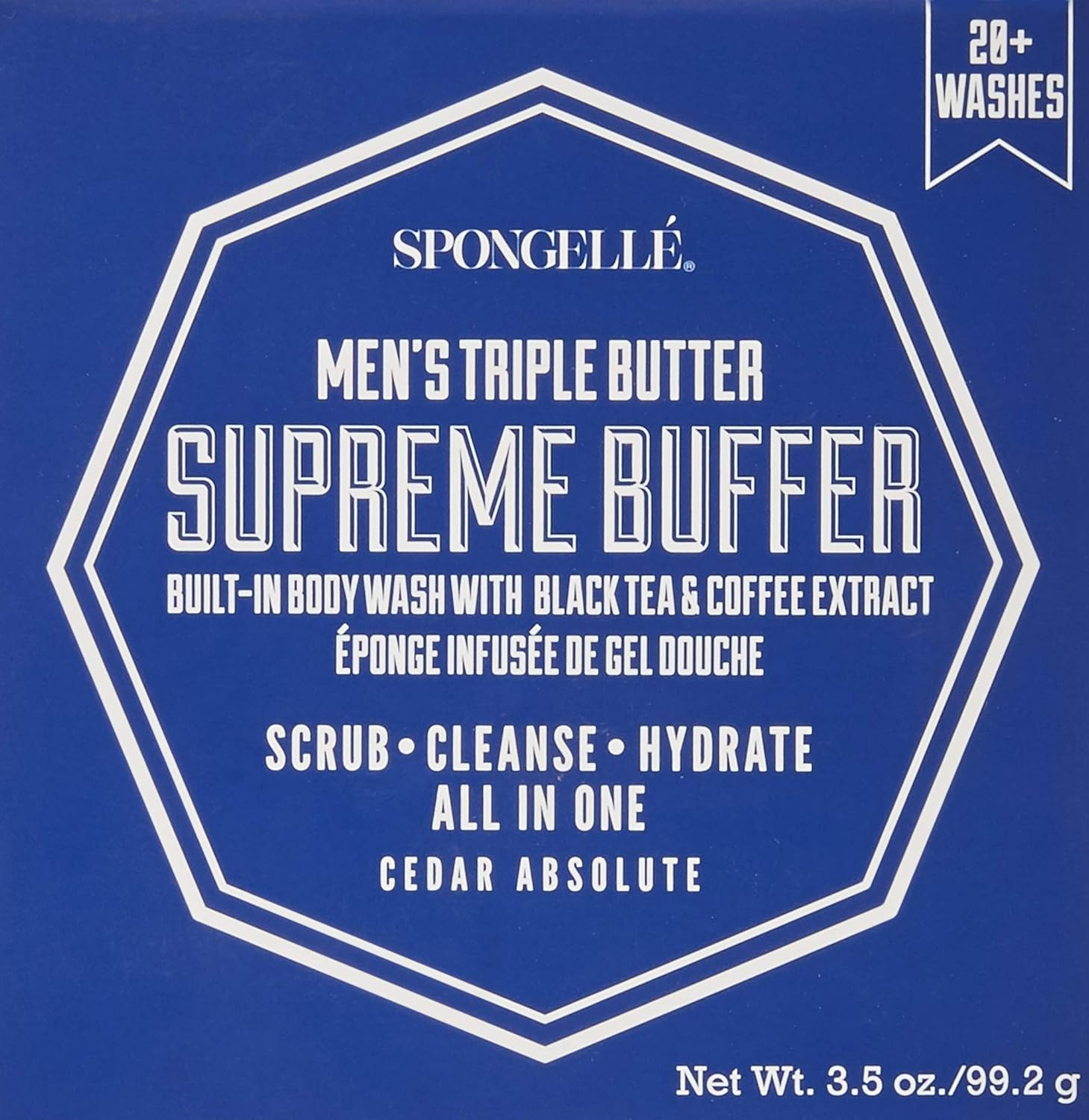 Spongellé Men's Supreme Buffer - Body Wash/Shower Gel Sponge - Cedar Absolute | Amazon (US)