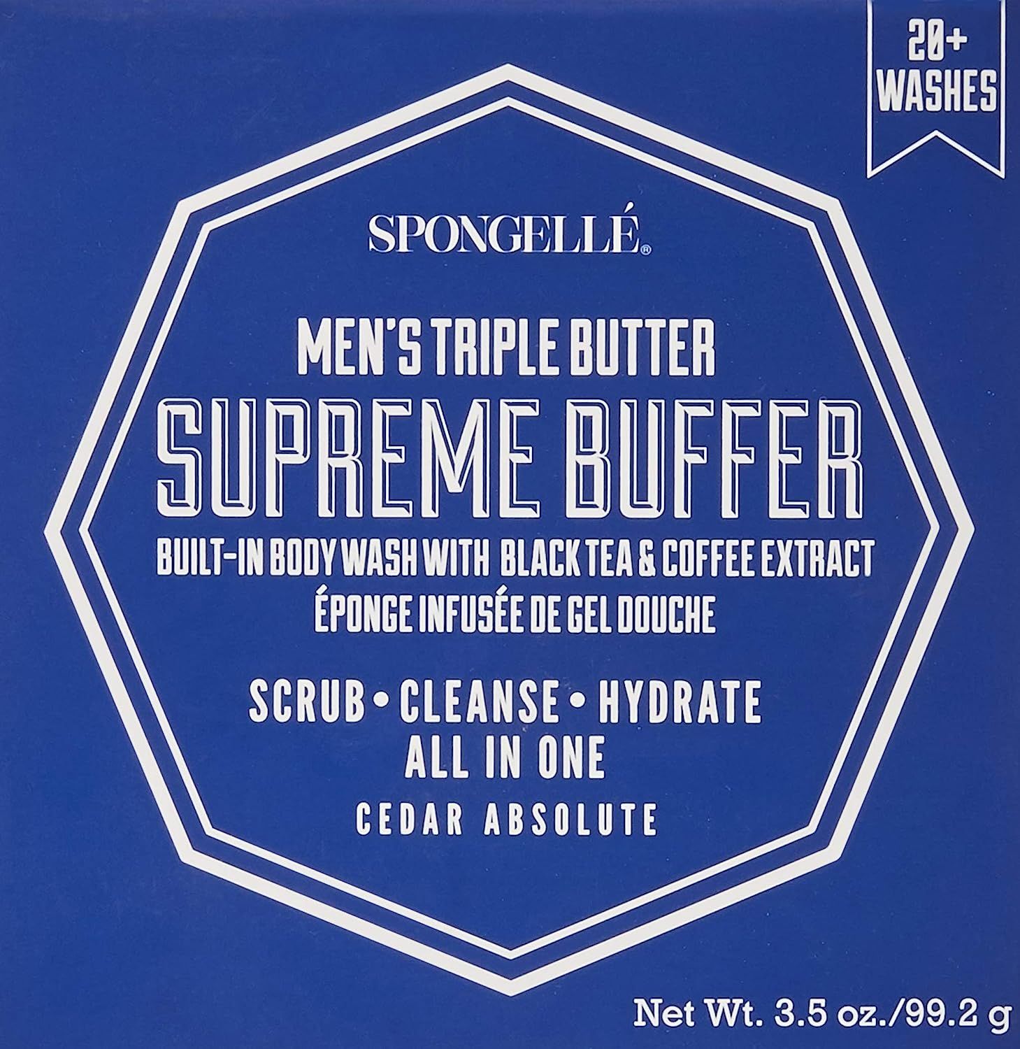 Spongellé Men's Supreme Buffer - Body Wash/Shower Gel Sponge - Cedar Absolute | Amazon (US)