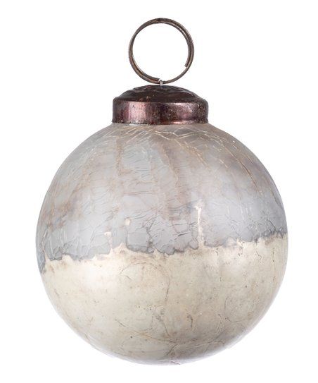Karma Gray Crackle Sphere Glass Ornament | Zulily