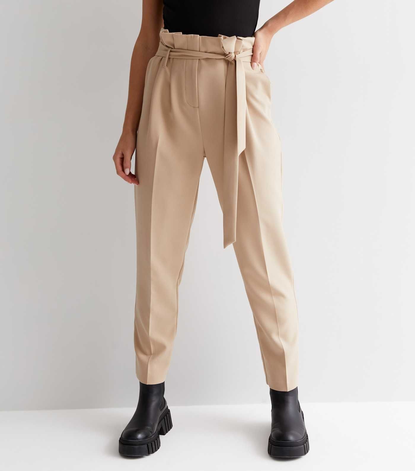 Petite Stone Paperbag Trousers
						
						Add to Saved Items
						Remove from Saved Items | New Look (UK)