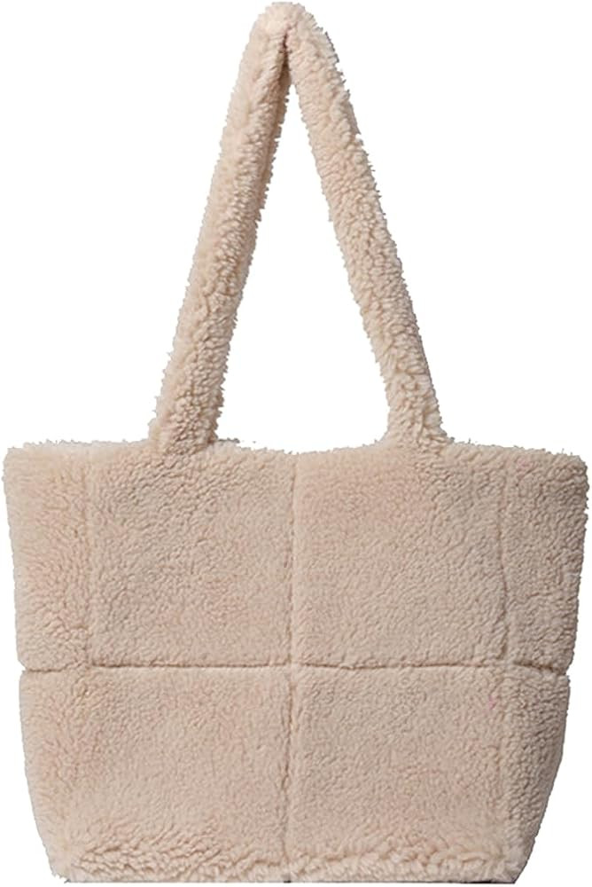 Lamb Wool Handbag for Women Soft Plush Shoulder Bag Fluffy Tote Bag Furry Top Handle Bag Cute Fuz... | Amazon (US)