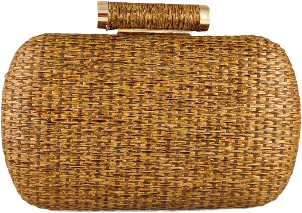 Boutique De FGG Casual Straw Clutch Purses for Women Chain Shoulder & Crossbody Bag Metal Evening... | Amazon (US)