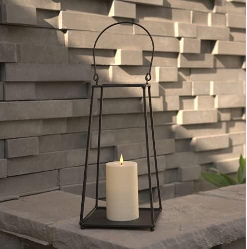 Black Metal Candle Lantern - 12 Inch Decorative Lantern with Realistic Flameless Candle, Battery ... | Amazon (US)