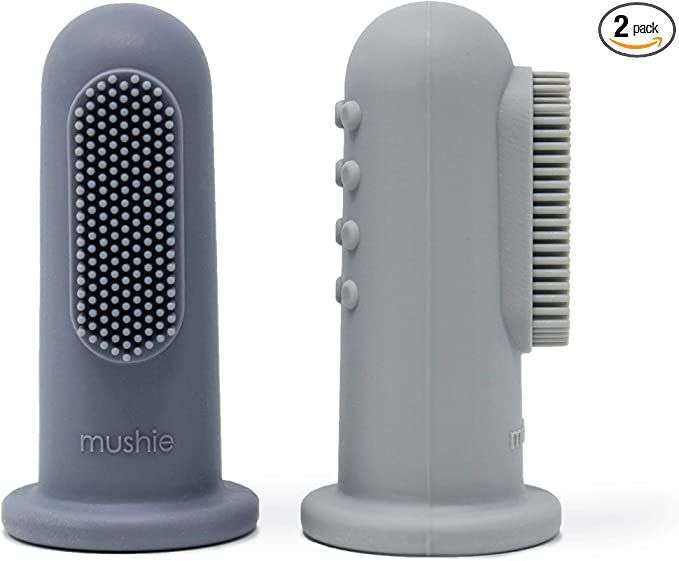 mushie Baby Finger Toothbrush (Tradewinds/Stone) 2-Pack | Amazon (US)