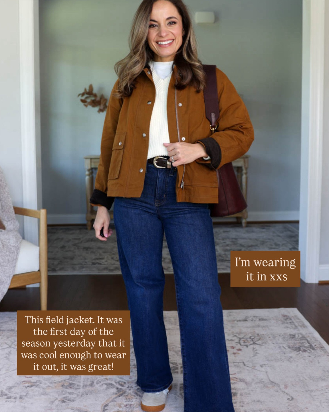 Last day for the Madewell Insiders Sale! 25% off everything and 40% off sale. Here’s what I recommend: 

Jacket: xxs 
PV wide leg jeans: petite 24 / 10 3/8” rise / 28” inseam 
Ecru jeans: 24 classic (go petite for a crop) 10 3/4” rise 27” inseam in classic 10 3/8” rise 25” inseam in petite 
Orange top: xxs 

Also linking other outfit pieces that aren’t Madewell 
White sweater: petite xs 
White t-shirt: petite xs 
Trench coat: xxs

#LTKPetite