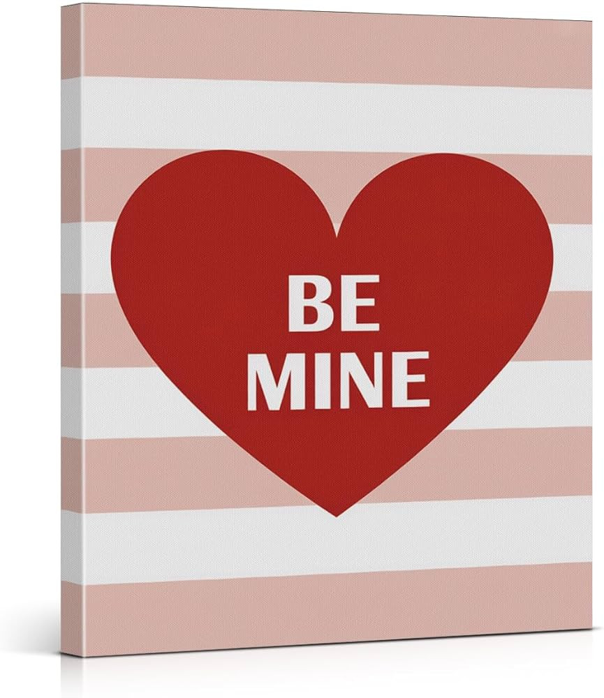 YJIKRTVT Valentine’s Day Heart Be Mine Wall Art, Romantic Quote Print Decor, Valentine's Day Pa... | Amazon (US)