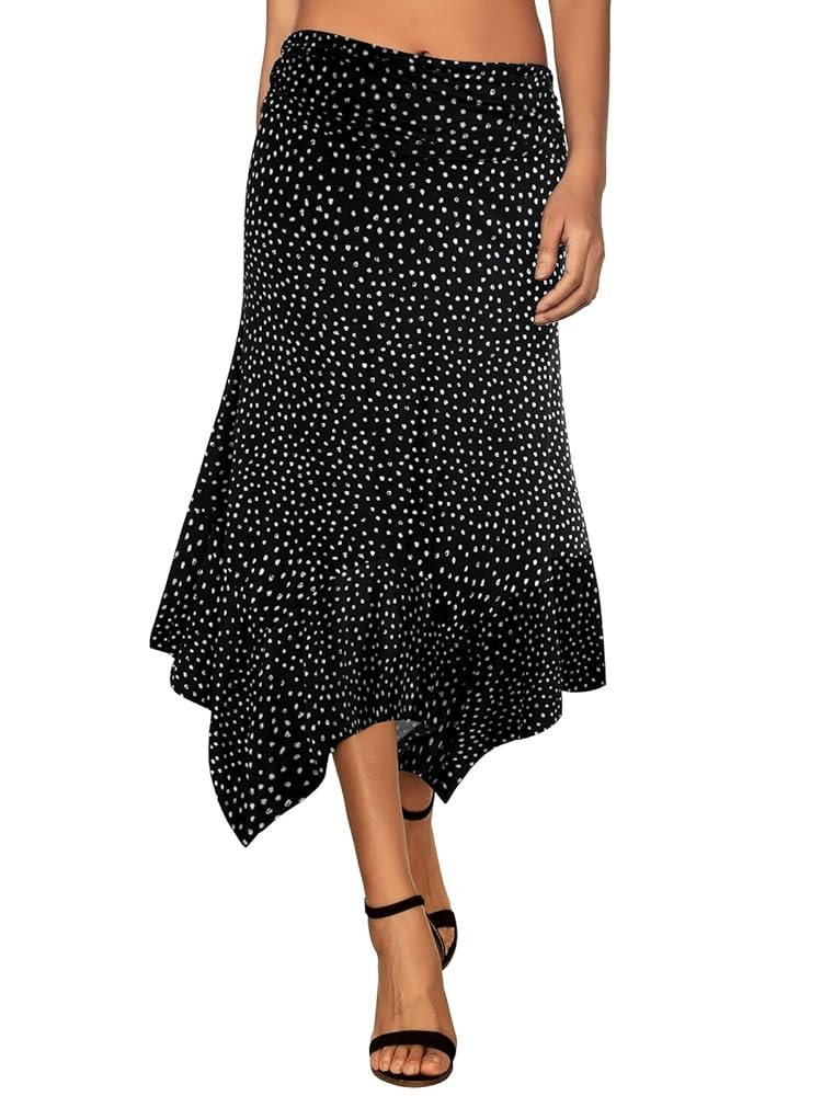 DJT Women's Flowy Handkerchief Hemline Midi Skirt | Amazon (US)