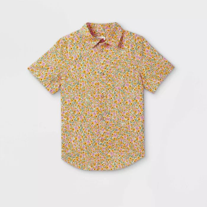 Boys' Button-Down Short Sleeve Shirt - Cat & Jack™ Yellow | Target