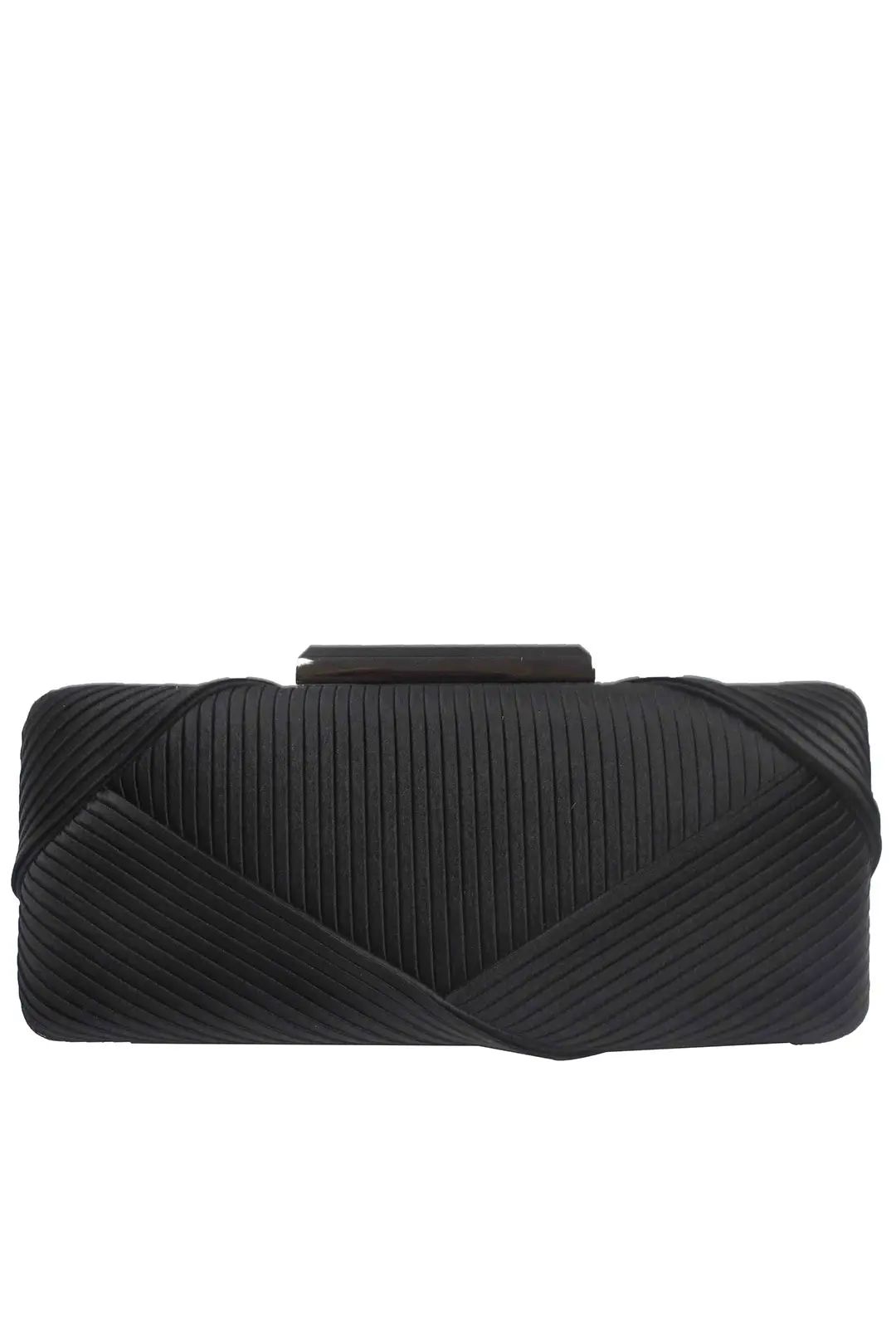 Black Pleated Satin Minaudiere | Rent The Runway