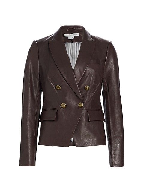 Veronica Beard Gail Double-Breasted Leather Dickey Jacket | Saks Fifth Avenue