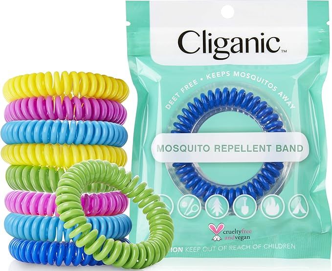 Cliganic 10 Pack Mosquito Repellent Bracelets, DEET-Free Waterproof Bands | Amazon (US)