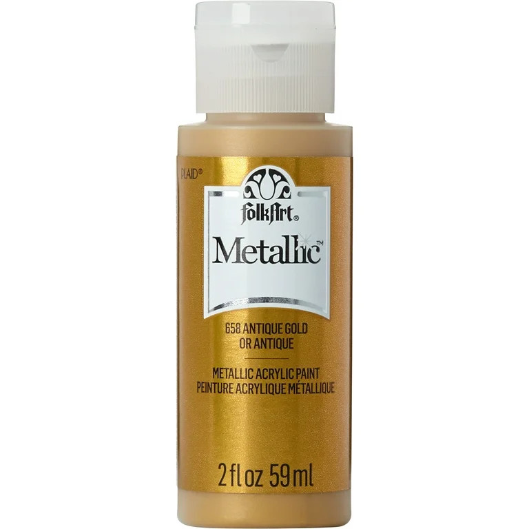FolkArt 658E Metallic Acrylic Craft Paint, Metallic Finish, Antique Gold, 2 fl oz - Walmart.com | Walmart (US)