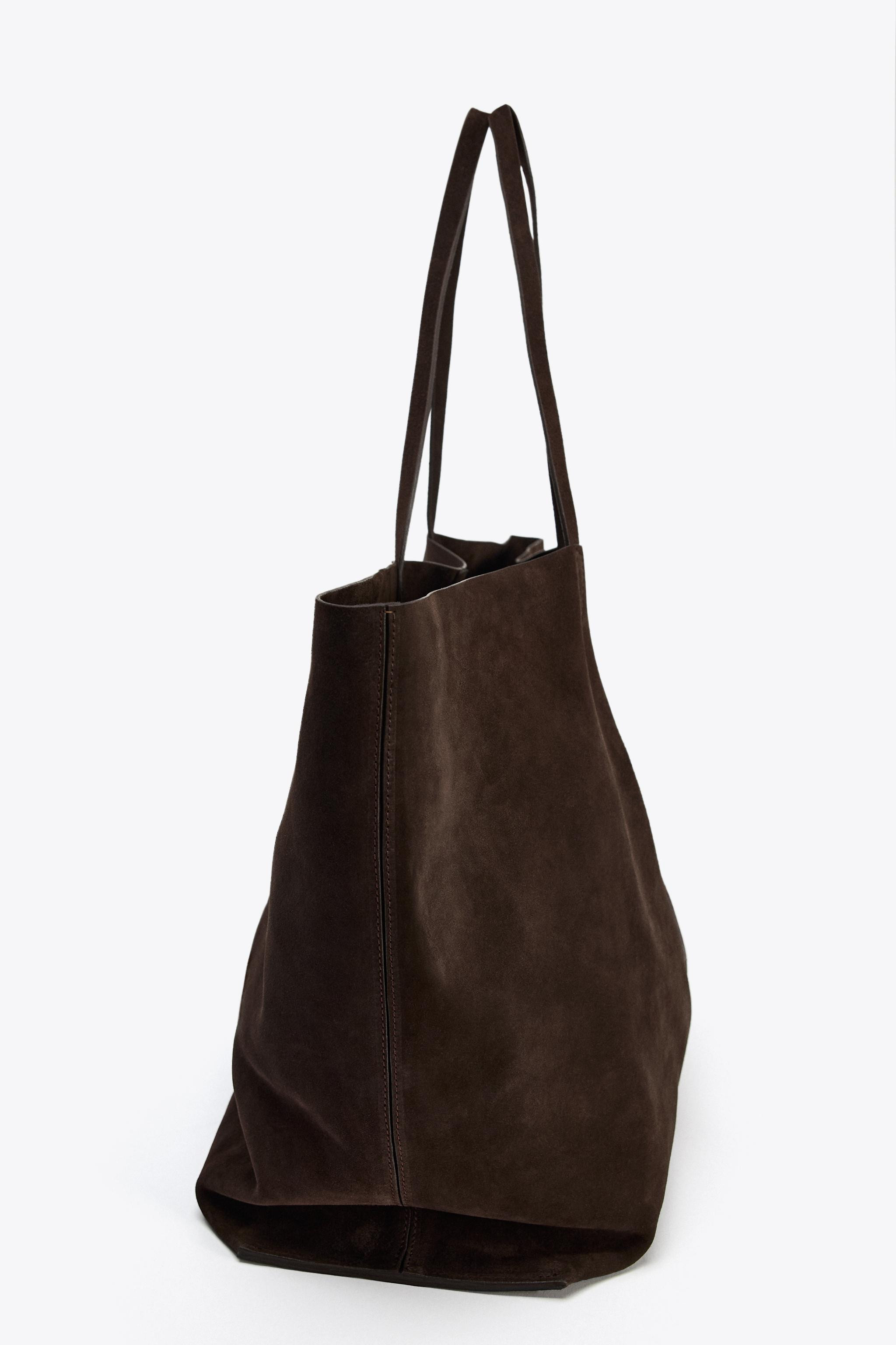 MAXI SPLIT LEATHER SHOPPER BAG | Zara US