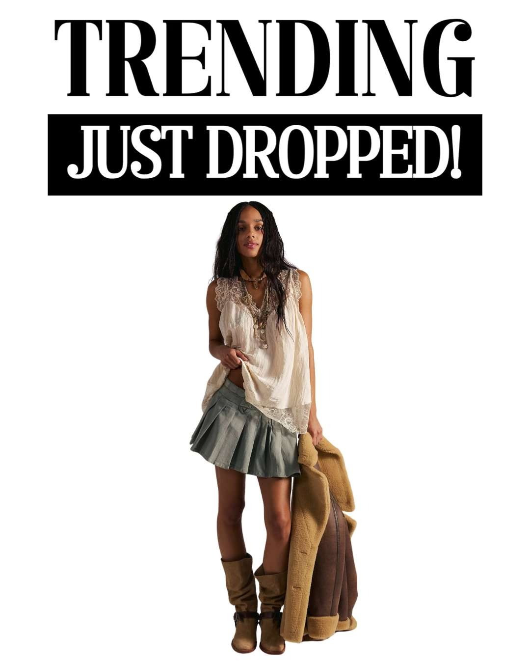 Obsessed with this dreamy boho moment 🤍 The Coco Pleated Mini Skirt paired with the Lacey Essential Tunic Top from Free People is giving effortless, feminine, and just a little edgy. The flowy lace details mixed with that flirty pleated silhouette make this the perfect outfit for brunch, date night, or fall layering with boots and a cozy jacket.

#LTKSeasonal #LTKStyle #LTKFall #LTKTrend #LTKUnder100 

 #LTKSpringSale #LTKootd #LTKSaleAlert