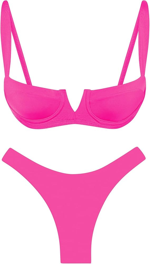 Narecte Womens Swimsuits Women, Sexy Bikini Sets for Women, Bathing Suit for Women, Triangle Bikinis for Women, Womens Bikini Swimsuit, Bathing Suit for Women 2 Piece Bikini Rose Pink S | Amazon (US)