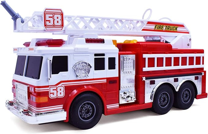 VEBO Fire Truck Motorized with Lights, Siren Sound, Working Water Pump and Rotating Rescue Ladder... | Amazon (US)