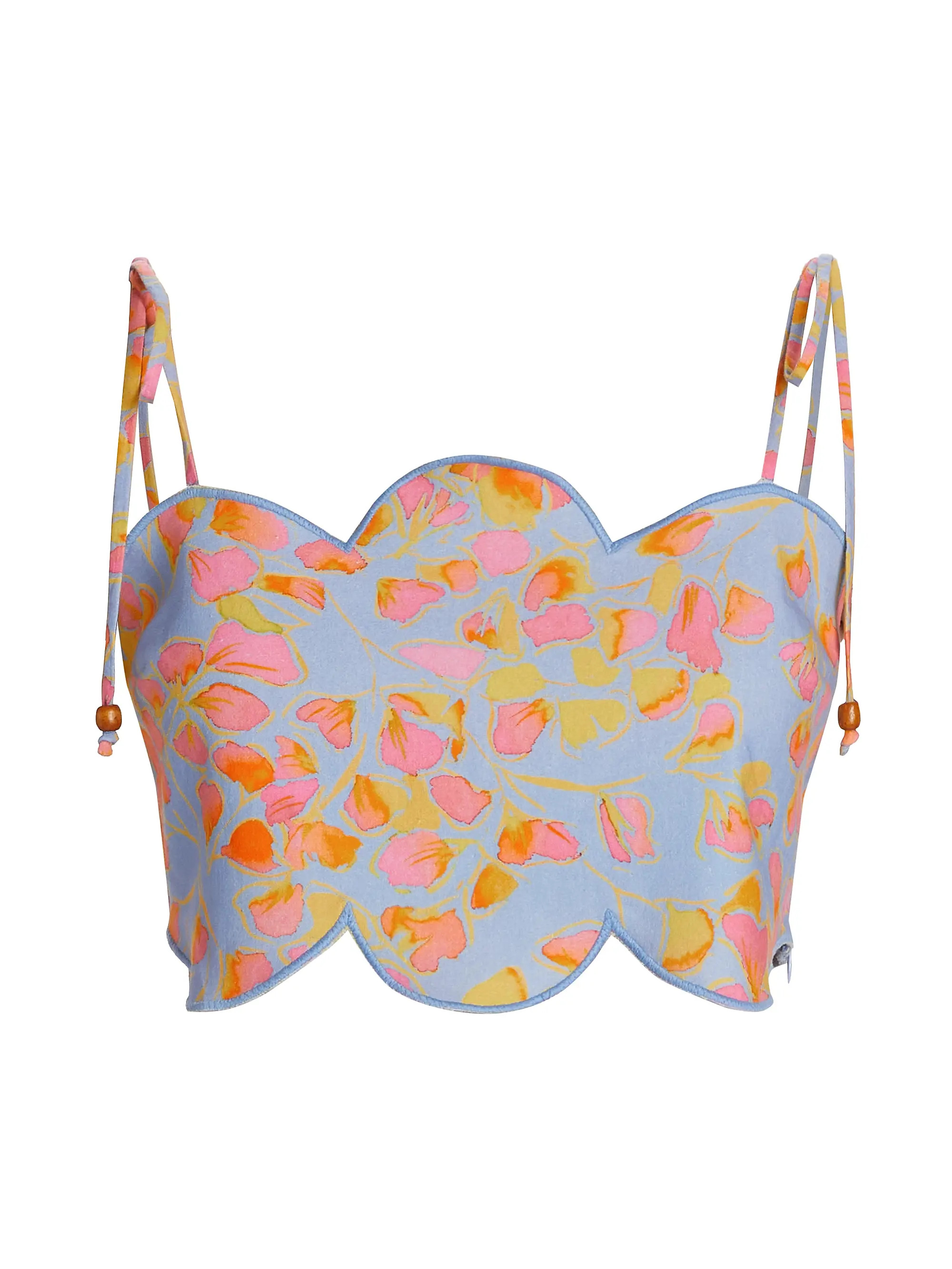 Shop Amur Dia Floral Scallop Crop Top | Saks Fifth Avenue | Saks Fifth Avenue