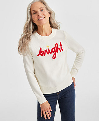 Style & Co Women's Graphic Embroidery Crewneck Sweater, Created for Macy's - Macy's | Macy's
