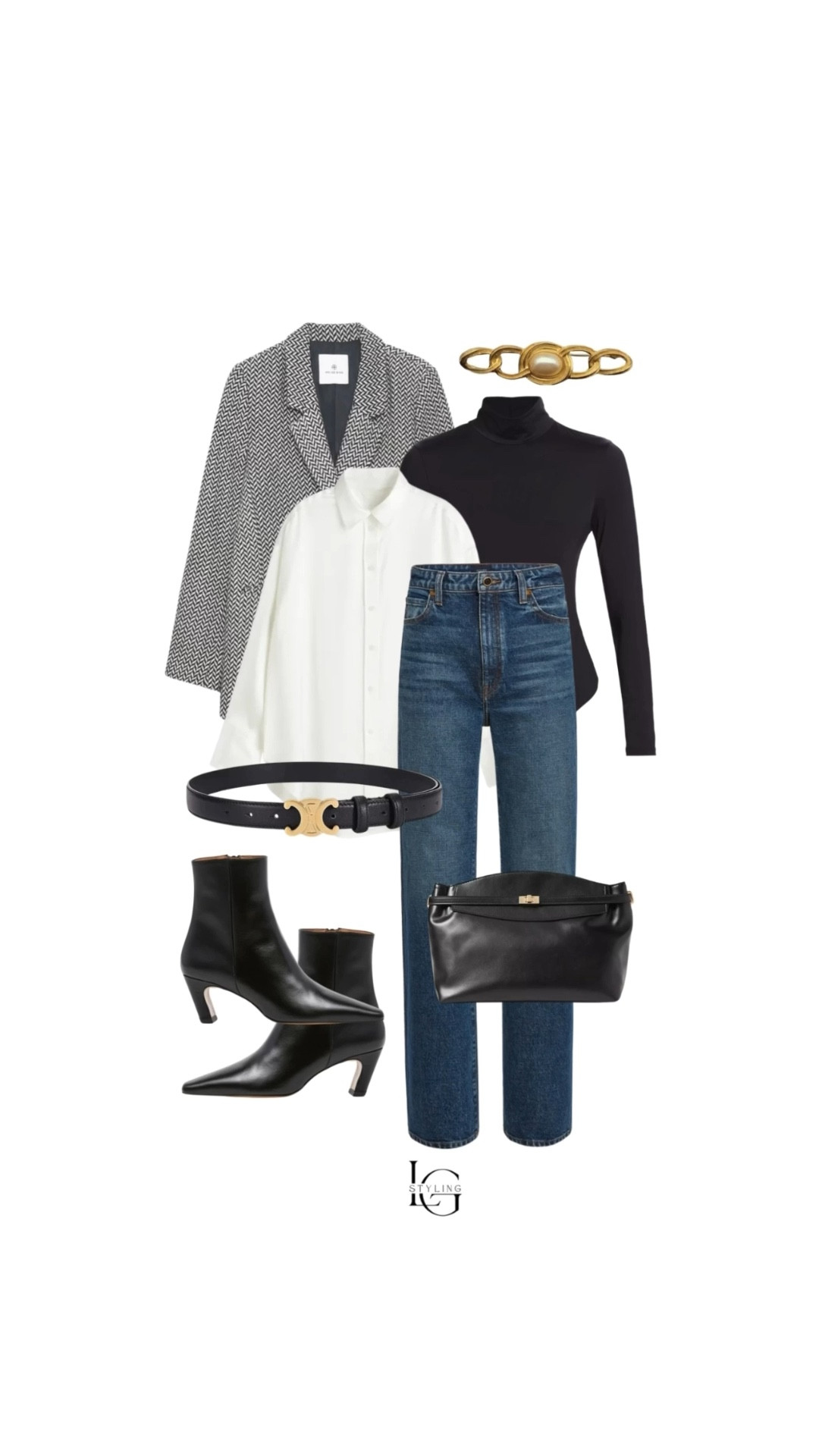 Chic Layering for Everyday Style
Today’s look is all about building a polished base and elevating it with timeless accessories. I paired a sleek black turtleneck with a crisp white button-up for dimension, added structured straight-leg denim, and finished it with a classic tweed jacket for that effortless, French-inspired finish. Black leather ankle boots, a statement belt, and a minimal shoulder bag pull everything together.

This outfit works for office days, errands, coffee meet-ups, or anywhere you want to feel put-together without trying.
Shop each piece below ↓

#LTKStyle #LTKFallFashion #LTKOutfits #FallStyleInspo #ClassicStyle #FrenchGirlStyle #MinimalChic #CapsuleWardrobe #WhatToWear #OOTDStyle #EverydayOutfits #FallOutfits