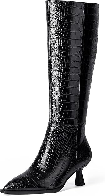 MUCCCUTE Knee High Boots Women - Boots for Women Square Toe Chunky Heels Tall Boots Pull-On PU Lo... | Amazon (US)