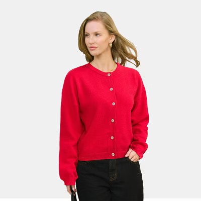 Women's Vibrant Red Button-Up Knit Cardigan - Cupshe-M-Red | Target