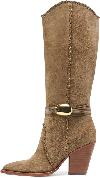KISSASA Cowboy Knee High Boots Western Cowgirl Stacked Block Heel Pointed Toe Pull On Slouchy Tal... | Amazon (US)