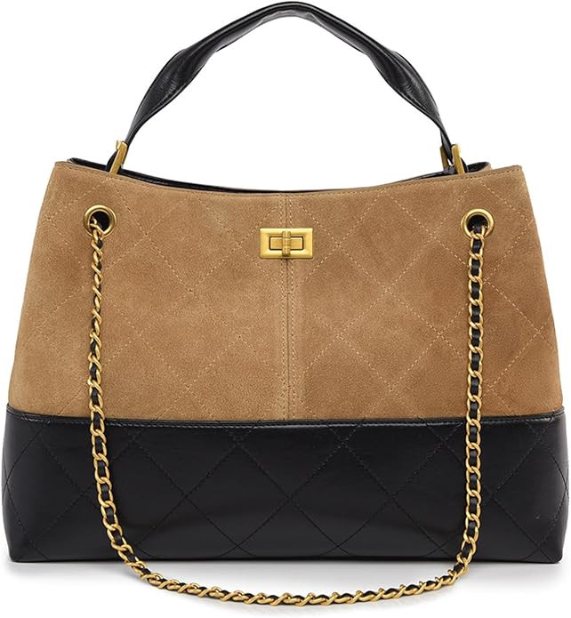 Trendy Top-Handle Hobo Purse Leather Tote Handbag Trendy Designer Quilted Shoulder Bag with Chain... | Amazon (US)
