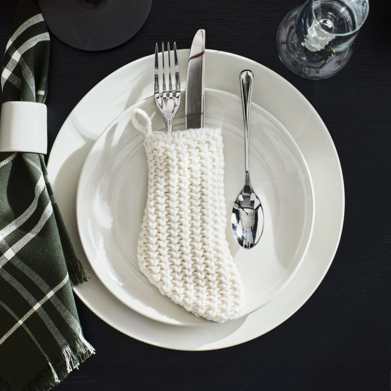 Winter White Knit Flatware Stockings, Set of 4 + Reviews | Crate & Barrel | Crate & Barrel