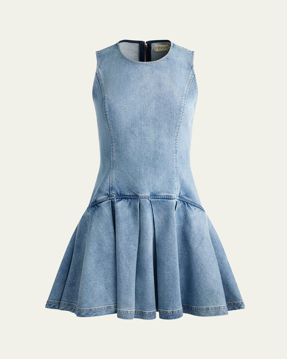 Adley Sleeveless Drop-Waist Denim Mini Dress | Bergdorf Goodman